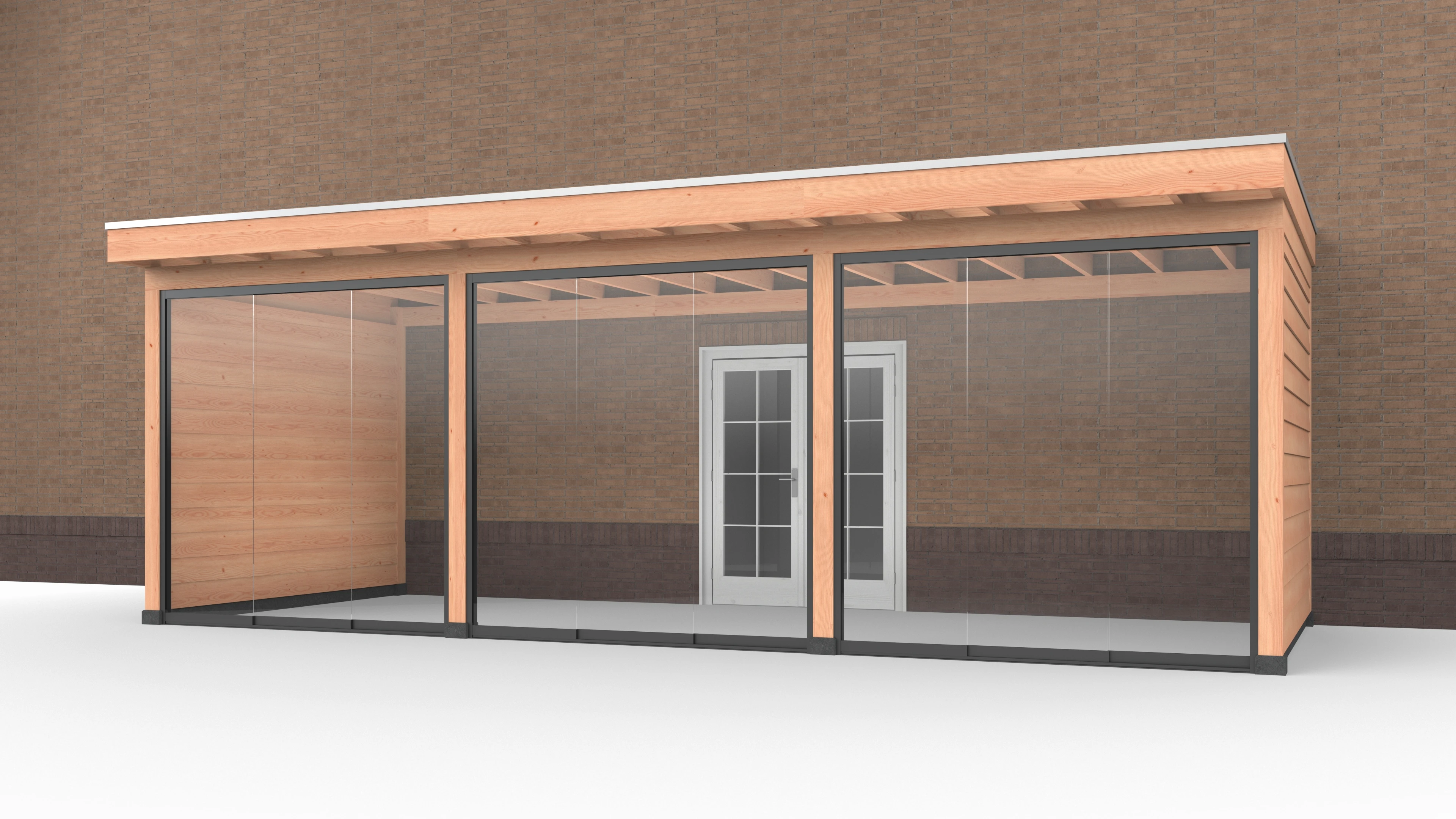 Douglas Buitenverblijf aan huis, 750 x 300, met twee zijwanden en glazen schuifwand, Westwood - Afbeelding 1